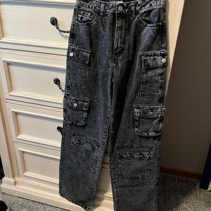 Black Cargo Jeans for women